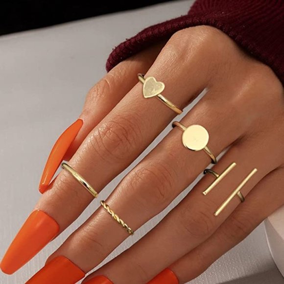 Women Butterfly Knuckle Rings Snake Rings Moon Star Rings Heart Stacking Rings - Picture 4 of 5